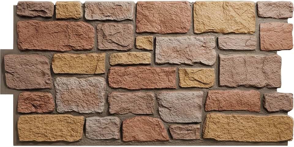 EverStone Cobblestone Faux Stone Panel, 48"W x 23 3/4"H x 1 1/8"D, Charleston Color