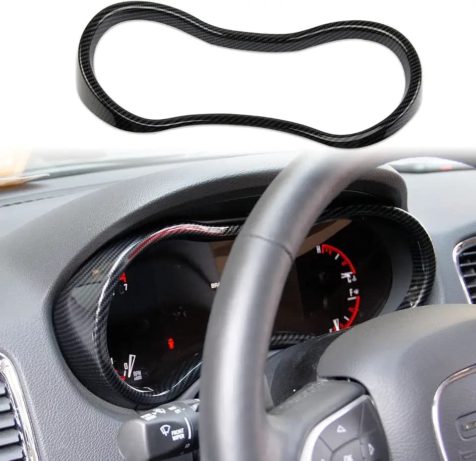 crosselec Carbon Fiber Dashboard Meter Panel Frame Cover Trim Interior Decoration Accessories for Dodge Durango (2014-2020)