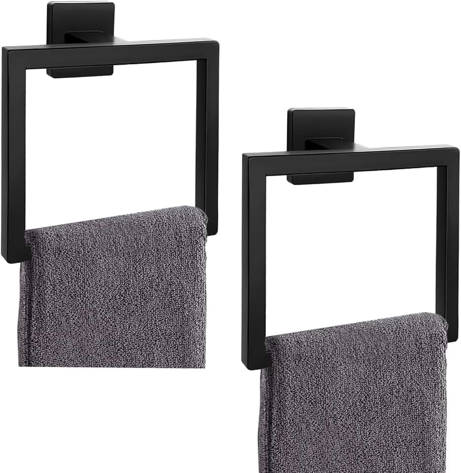 2-teiliger quadratischer Handtuchring, moderner Handtuchhalter für Badezimmer, SUS304 Edelstahl, Handtuchhalter zur Wandmontage