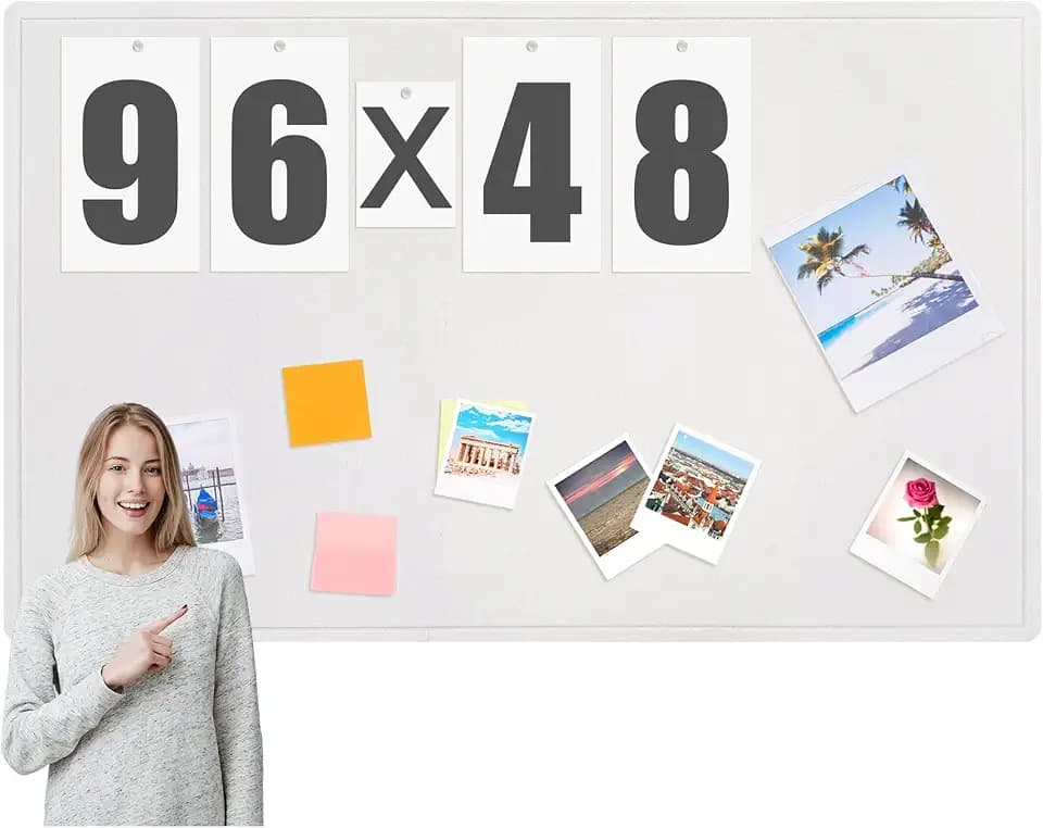 Extra Large Felt Bulletin Board, 96" X 48" Foldable Pin Board, White