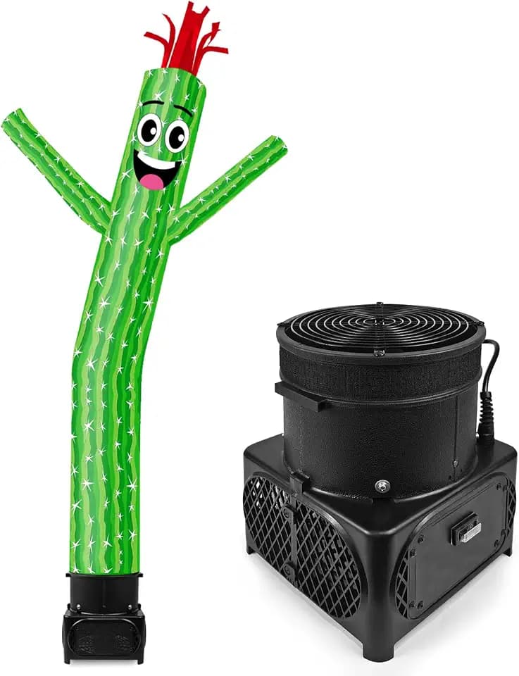 7FT Tall Inflatable Tube Man Cactus Wacky Wavy Dancing Guy with Weather-Resistant Blower (9''Diameter) for Outdoor Decoration Advertising Business Promotion