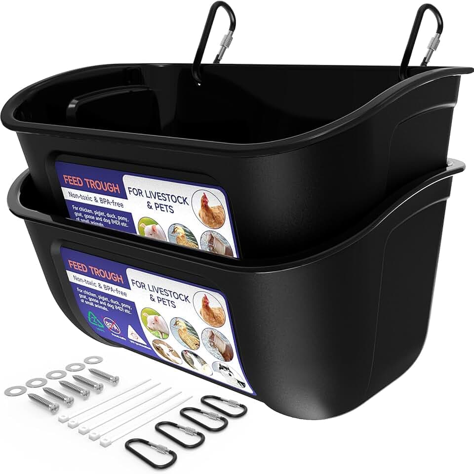 Goovilla Chicken Feeder Waterer, Hanging or Screw-in, 2 Pack 5 Quart, Black