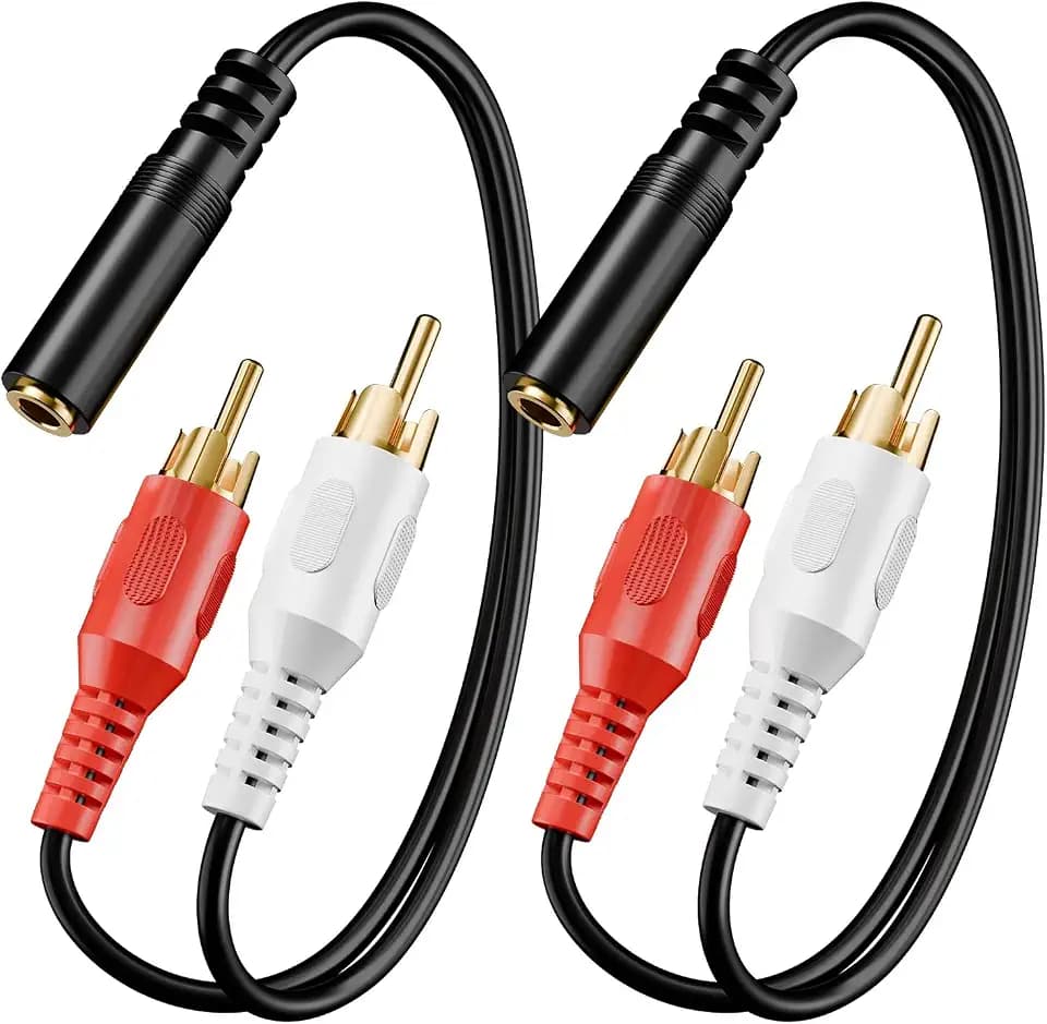 VCE 3.5mm to RCA Splitter, Gold Plated Male Stereo Audio Y Cable, 2-Pack