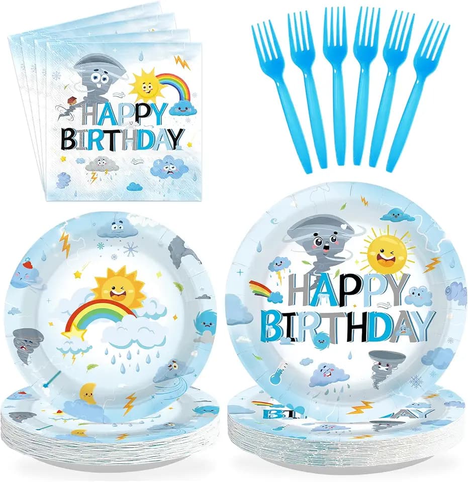 96Pcs Tornado Birthday Party Supplies Serves 24