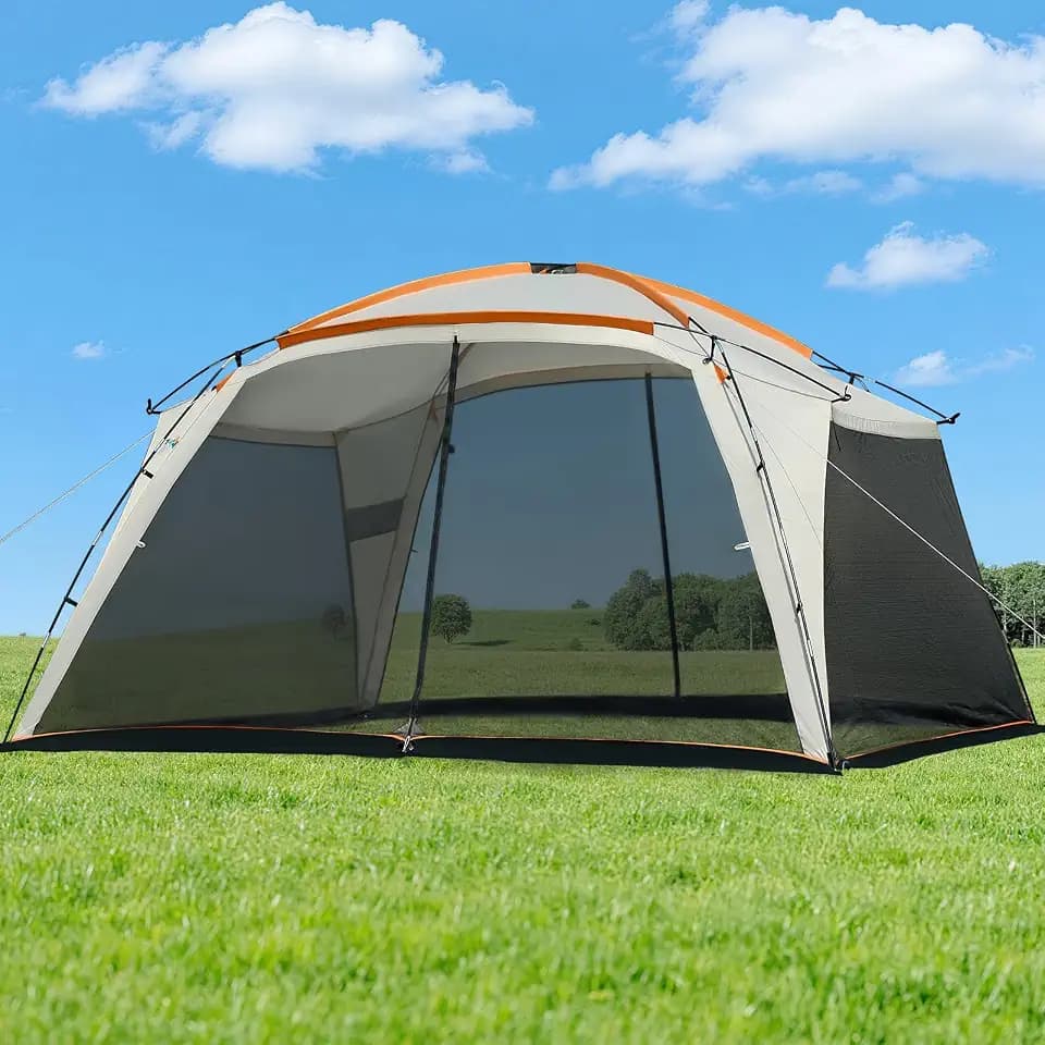 DMH OUTDOORS Screen House Tent 12x12 FT with Mesh Walls & 2 Zipper Doors
