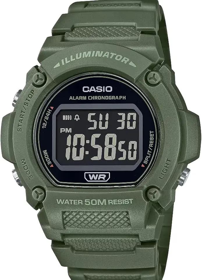 Casio W219H Series | Men’s Digital Watch | 50M WR | LED Illuminator | 100 SEC Chronograph | 1/100 SEC Stopwatch | Daily Alarm | Hourly Time Signal | Auto Calendar | 7 Year Battery