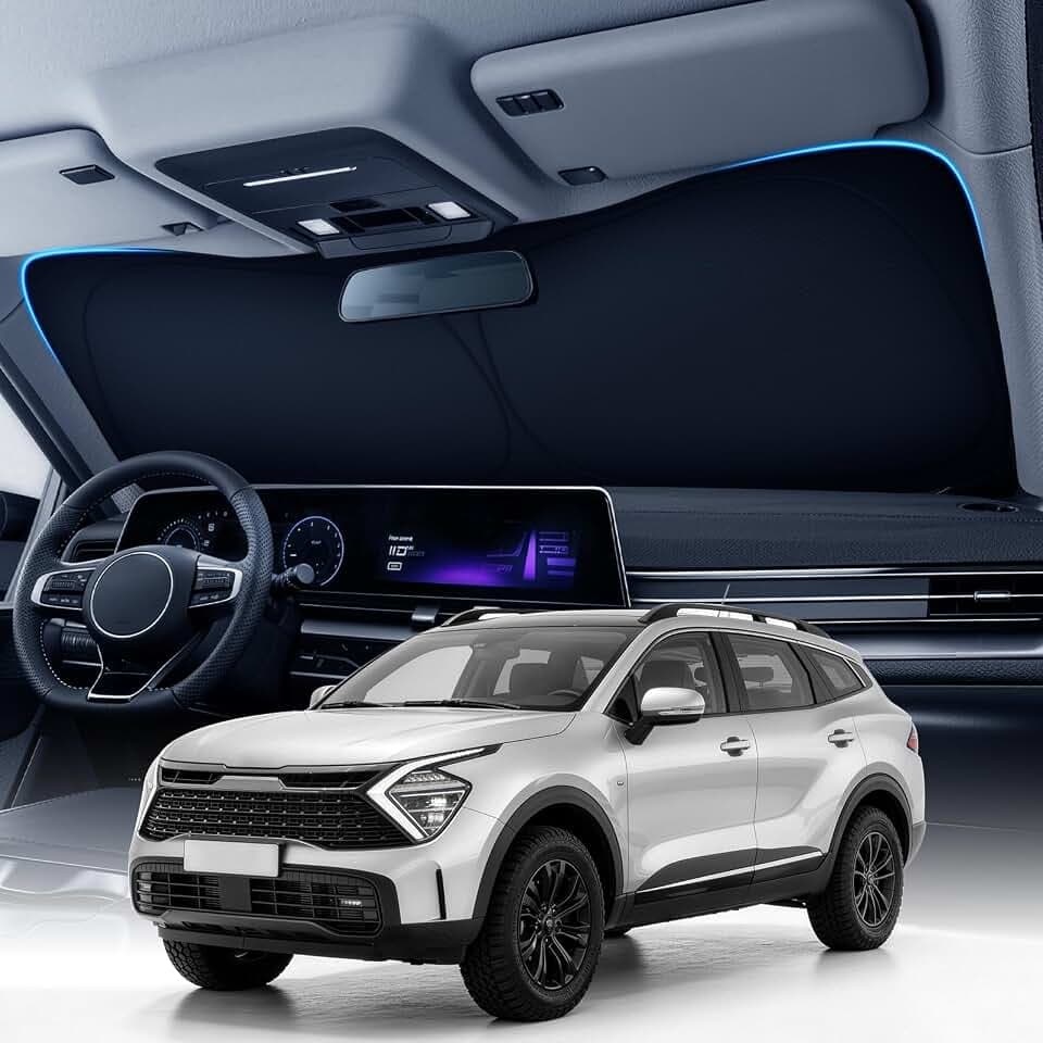 Zanch Custom Windshield Sun Shade for Kia Sportage 2023-2026, 7-Layer UV & Heat Block, 3D Laser Scanned, Interior Protection, Keep Car Cooler, Foldable SUV Accessories