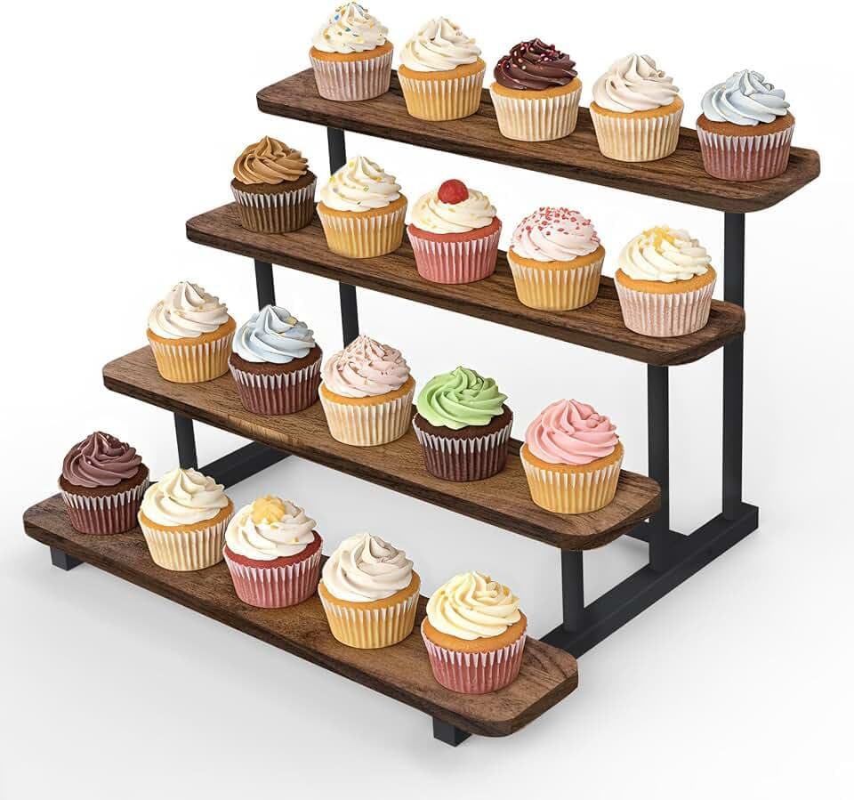 GHWMY Etagere 4 Etagen Holz für 20 Cupcakes, Tortenständer Stufenregal
