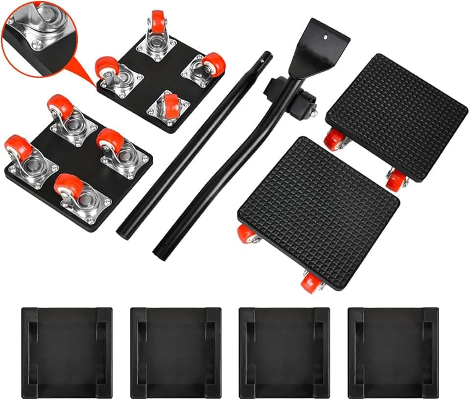 Möbelrollen Set 4 Stück 500kg – 360° drehbar mit Brecheisen