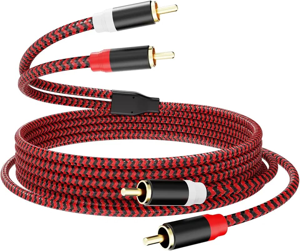 RCA Cable 3Ft,2Rca Male to 2-Rca Male Audio Stereo Subwoofer Cable [Hi-Fi Sound] Nylon-Braided Auxiliary Audio Cord for Home Theater, HDTV, Amplifiers, Hi-Fi Systems,Speakers and etc(3Ft/1M)