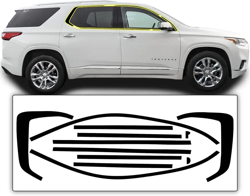 BOGAR TECH DESIGNS for Chevrolet Traverse 2018-2023 Side Window Chrome Delete – Precut Vinyl Trim Overlay, Gloss Black Blackout Appearance