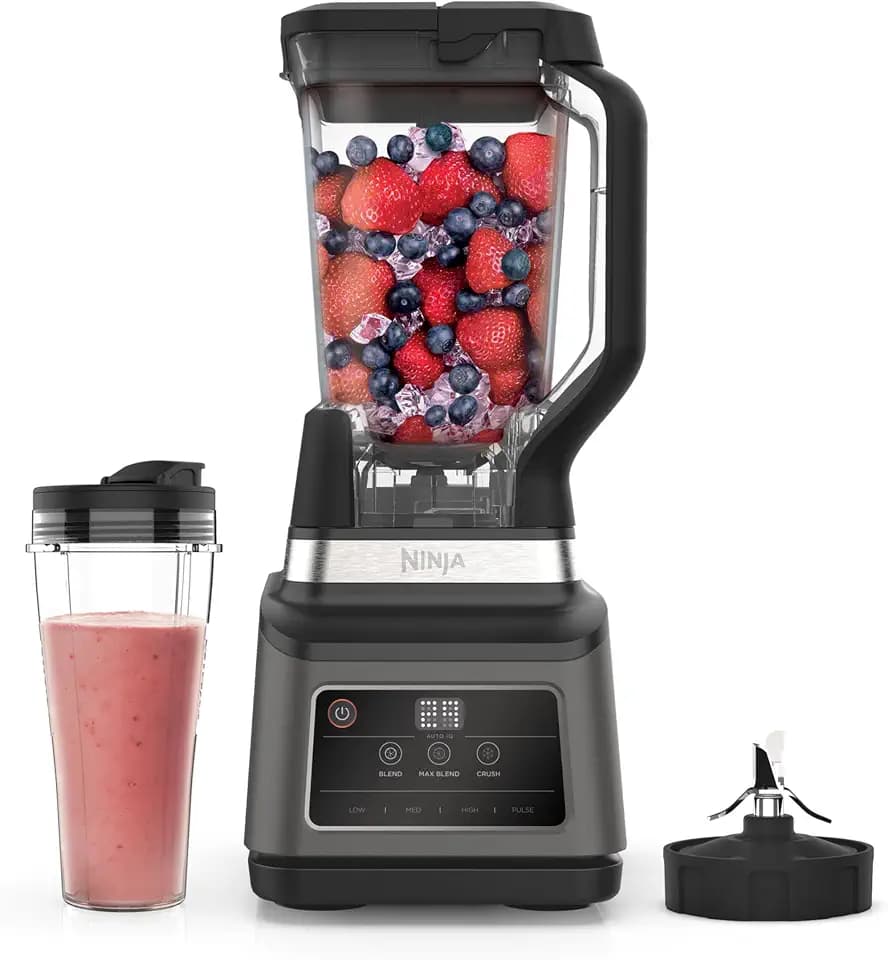 Ninja 2-in-1 Mixer mit 3 Programmen; Mixen, Max Mixen und Zerkleinern & 4 manuellen Einstellungen, 2,1L Krug & 700ml Becher, 1200W, spülmaschinenfest, Auto-iQ, Schwarz BN750EU