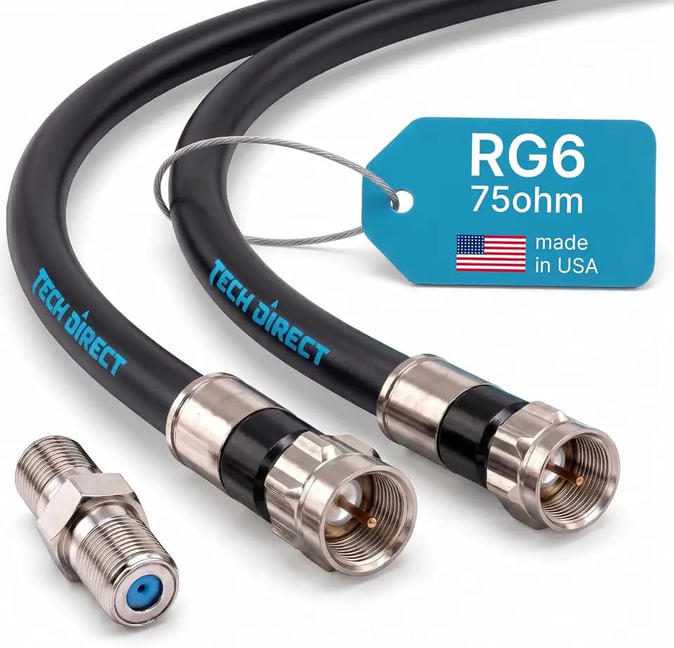15FT RG6 Coaxial Cable with Connector, Coax Cable Black