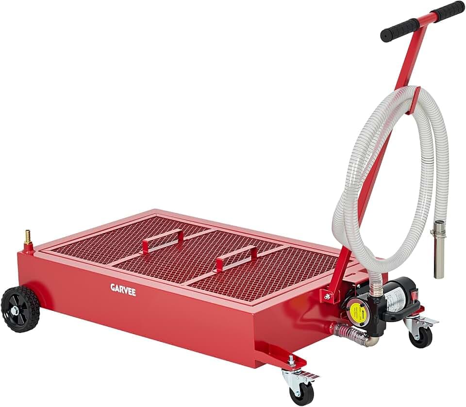 Garvee 15 Gallon Electric Oil Drain Pan 110V Low Profile Rolling Oil Cart