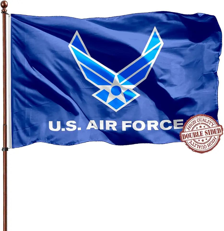 Double Sided 4x6 US Air Force Wings Flag- Heavy Duty 3Ply 240D Polyester Vivid Colors- US Airforce Flag-4 Rows Stitched and Canvas Header with 2 Brass Grommets