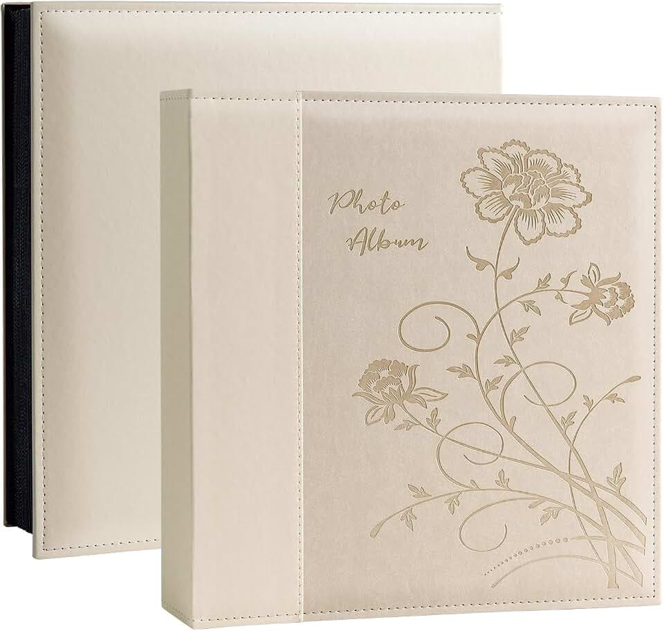 Miaikoe Fotoalbum 10x15 600 Fotos Slip in, Extra große Kapazität Leder Cover Bilderalben hält 600 horizontale und vertikale 10x15cm Landschaft Fotos für Hochzeit Familie (Beige)