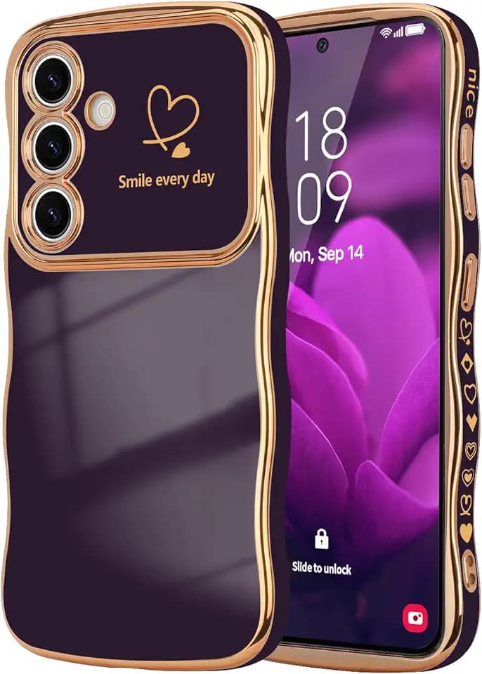 LCHULLE for Samsung Galaxy S26 Case for Women Girls Cute Wave, Dark Purple