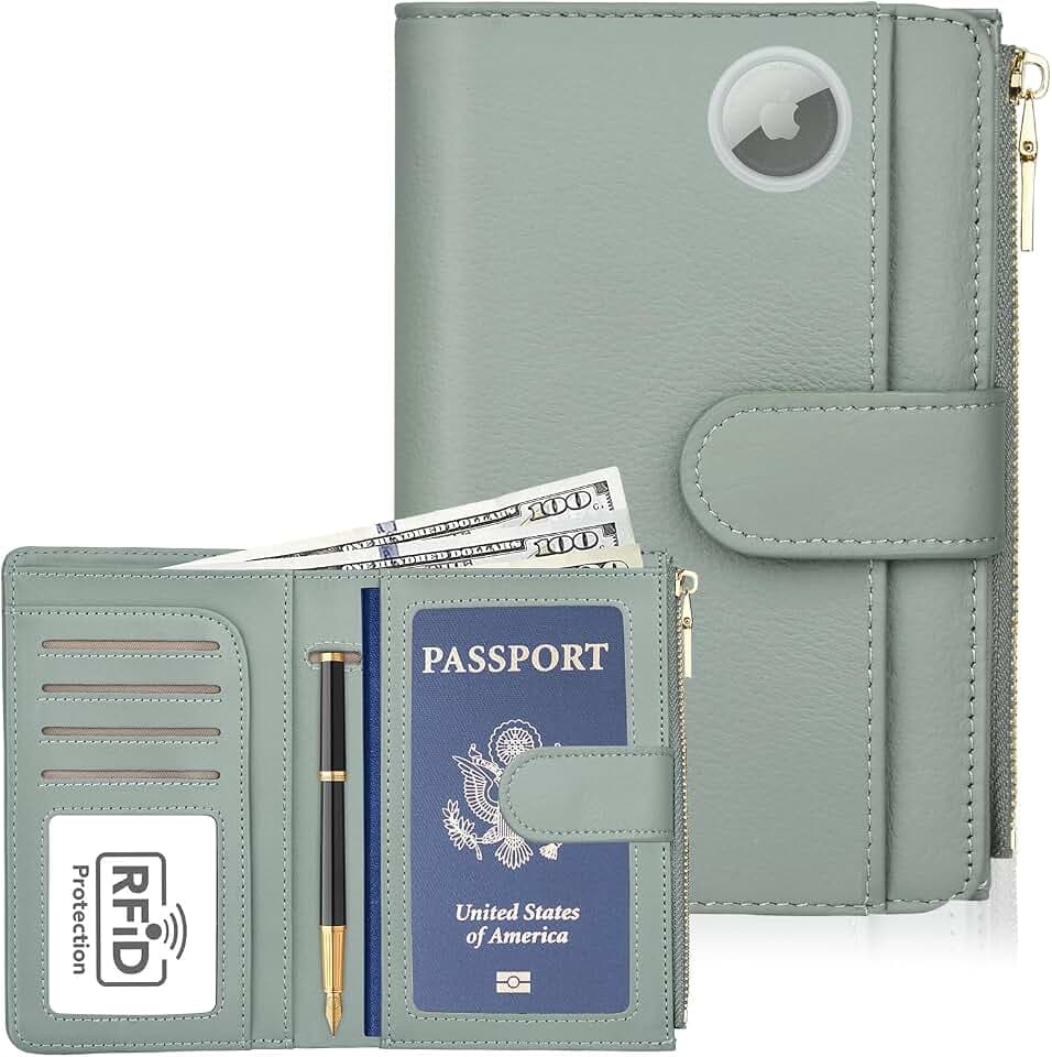 RFID Passport Holder for Travel, Leather Passport Cover Travel Wallet