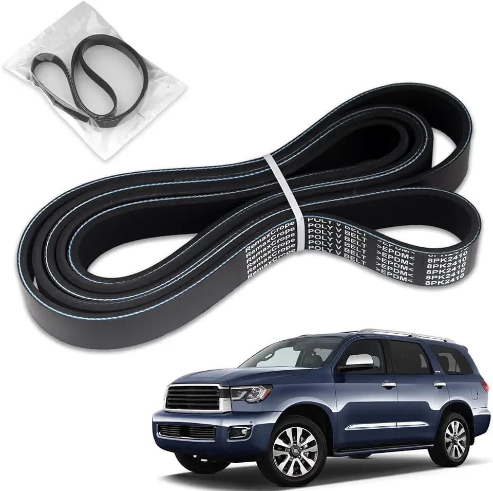 Engine Serpentine Drive Belt Compatible with Toyota Sequoia Tundra Land Cruiser, Lexus GX460 LX570, Peterbilt 320 348 520, Autocar LLC. Xpeditor, Orion Bus Orion Vll - 8PK2410 Ribbed Belt