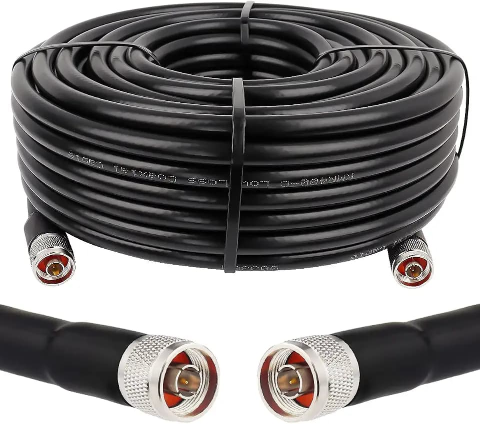 100ft KMR400 Low Loss Coax Extension Cable (50 Ohm) N Male to N Male Connector Coaxial Cables for 3G/4G/5G/LTE/GPS/WiFi/RF/Ham/Radio to Antenna or Phone Signal Booster Use