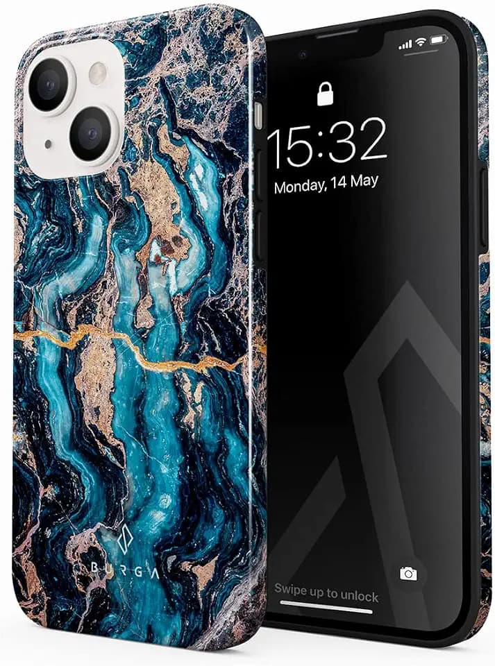BURGA Kompatibel mit iPhone 14 Hülle – Kabelloses Laden kompatibel, Hybrid 2-lagige Hartschale + Silikon-Schutzhülle, robuster Schutz, schlanke Passform, Mystic River