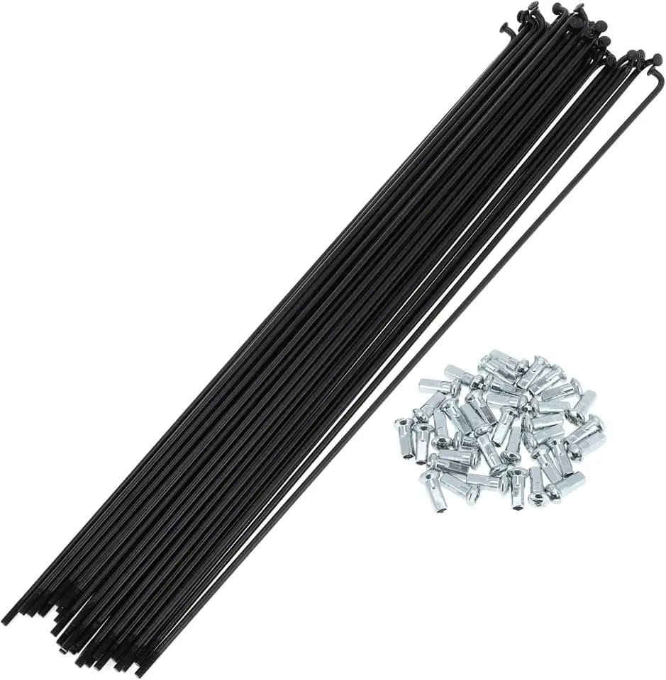 A ABSOPRO Fahrradspeichen 12G, Kohlenstoffstahl, Schwarz, 36 Stück