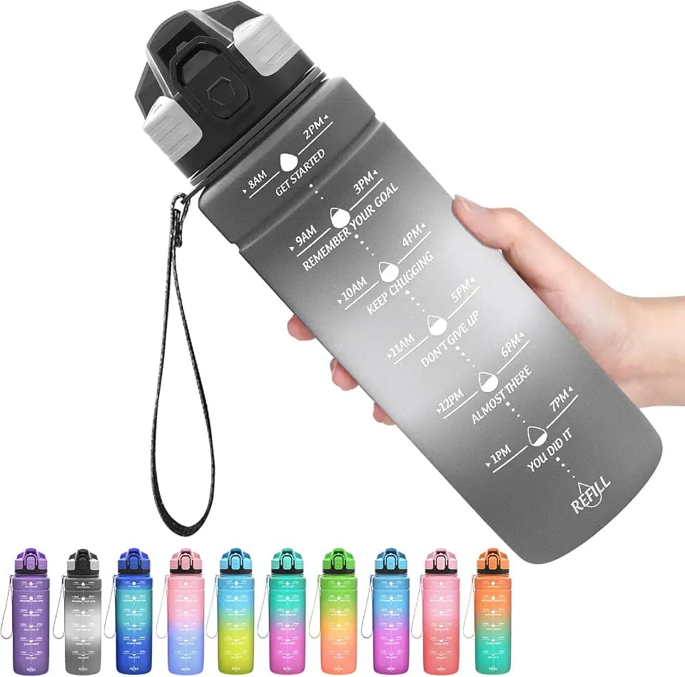 Sport Trinkflasche 2l, 1,5l, 1l, 700ml, 500ml Trinkflasche Kinder Auslaufsicher, Motivierende Wasserflasche mit Zeitmarkierung Bpa Frei Tritan Trinkflasche für Mädchen, Junge, Schule, Gym