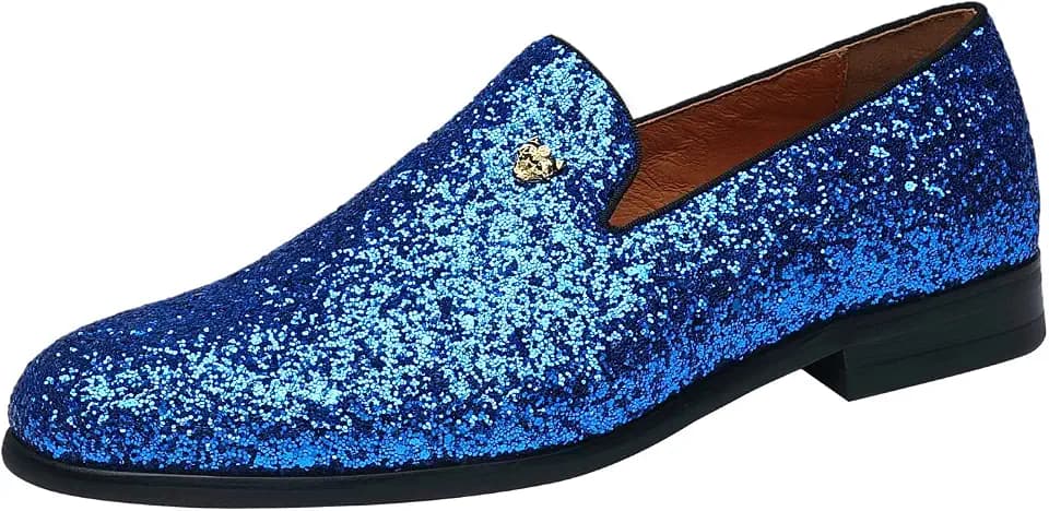 ELANROMAN Mens Dress Loafers Tuxedo Party Wedding Prom Shoes