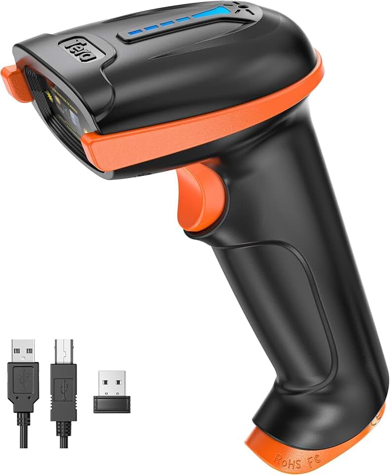 Tera Barcode Scanner mit Akkuanzeige: 1D kabellos, 5100 Orange