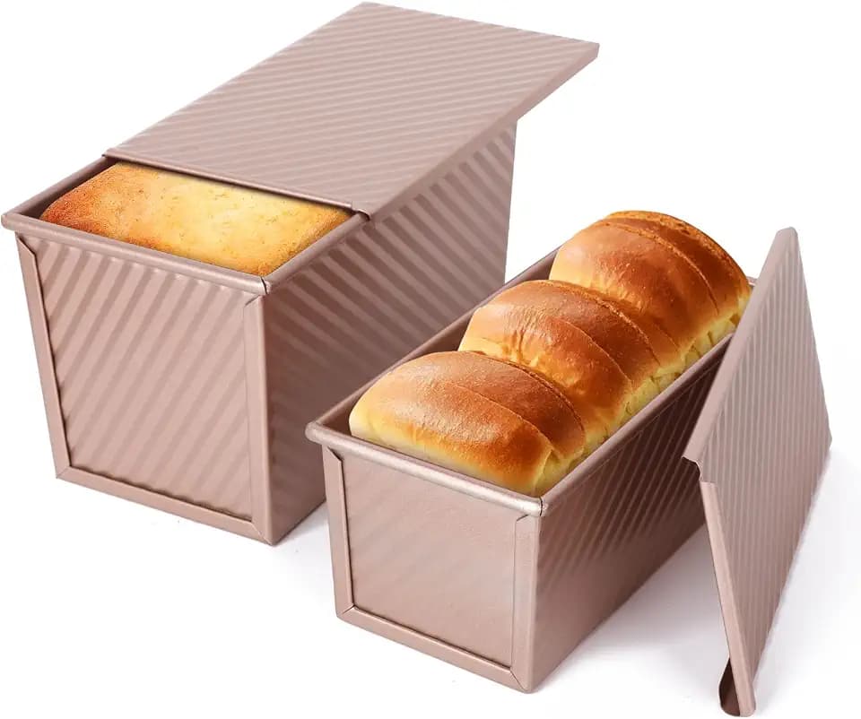 VINATO 2 Stück Brotbackform mit Deckel, 21 x 12 x 11,7cm + 19 x 9,5 x 8cm, Toastbrot Backform mit Deckel, Backform BrotBrotformen zum Backen von Brot, Gebäck und Kuchen