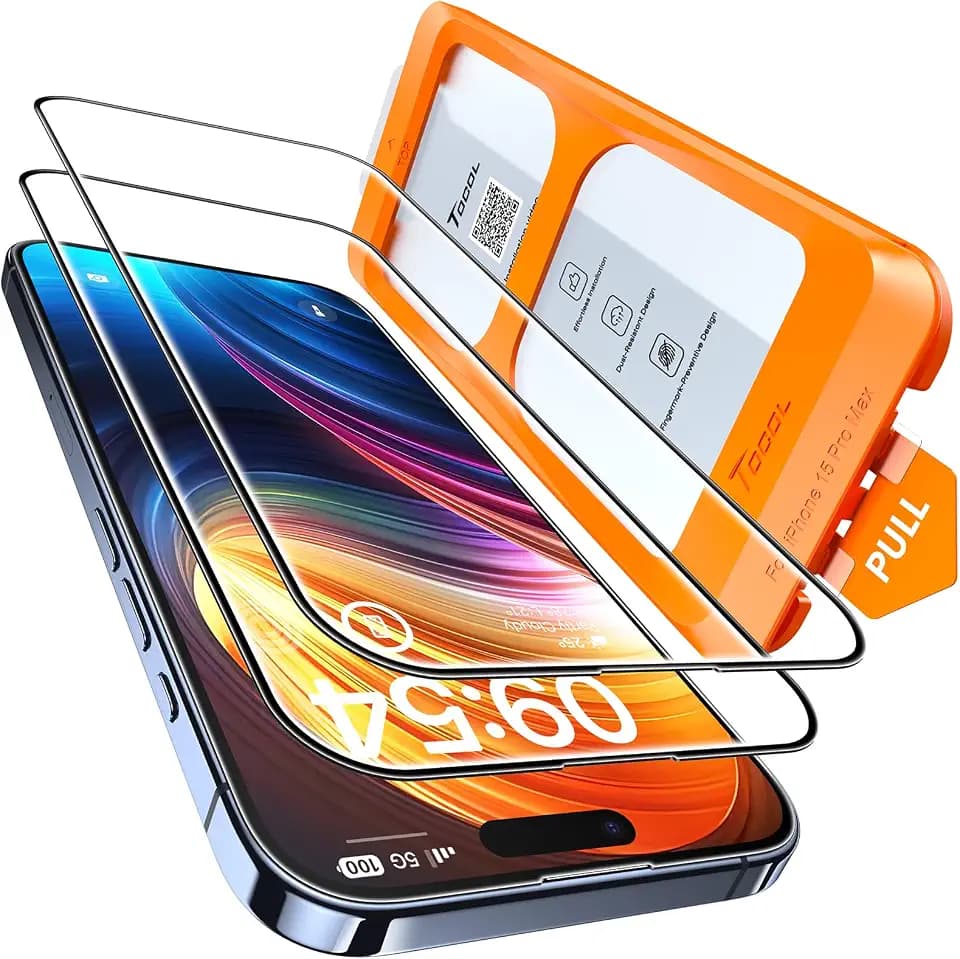 TOCOL for iPhone 15 Pro Max Screen Protector, Easy Installation