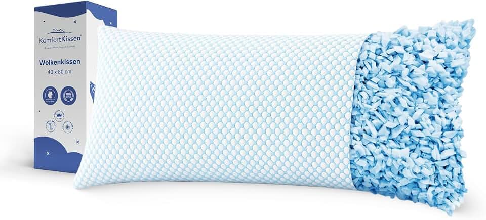 MKS Kopfkissen 40x80 – Ergonomisches Wolkenkissen für Entspannung – Weiches Kissen für Rücken-, Seiten- & Bauchschläfer – Memory Foam Kissen 40x80 mit kühlendem Gel für besseren Schlaf - Schlafkissen