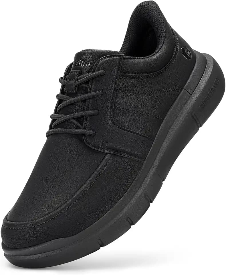 FitVille Wide Slip On Shoes for Men Lightweight Casual Dress Oxfords Shoes Business Walking Sneakers with Arch Support