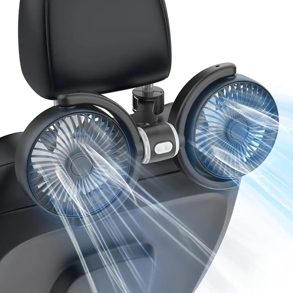 Car Fan USB Powered for Baby Backseat with 3 Speed Separately Controlled