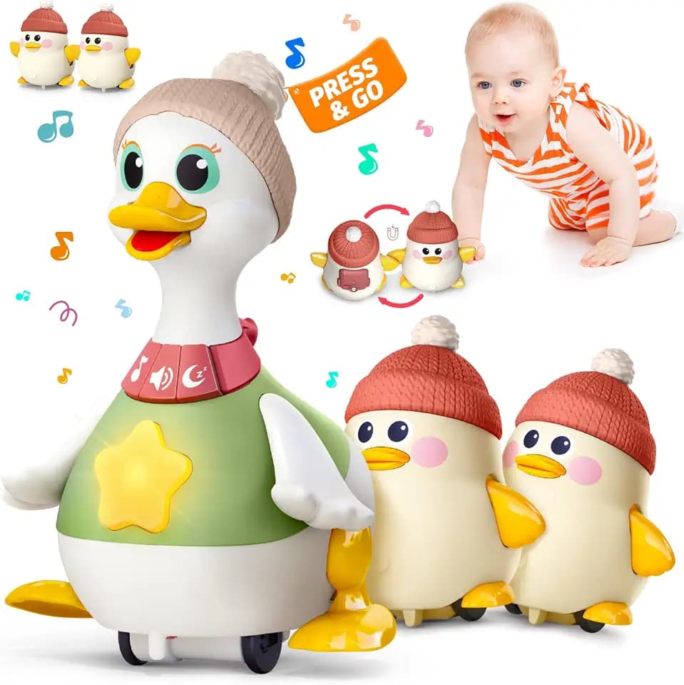 Tummy Time Toys for Baby 6-12M: 3 Magnetic Ducks with 7 Interactive Modes