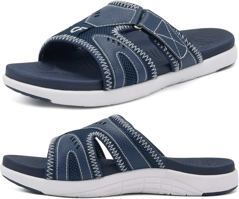 COFACE Mens Sport Recovery Sandals Plantar Fasciitis Soft Cushion Lightweight Orthotic Slides for Men