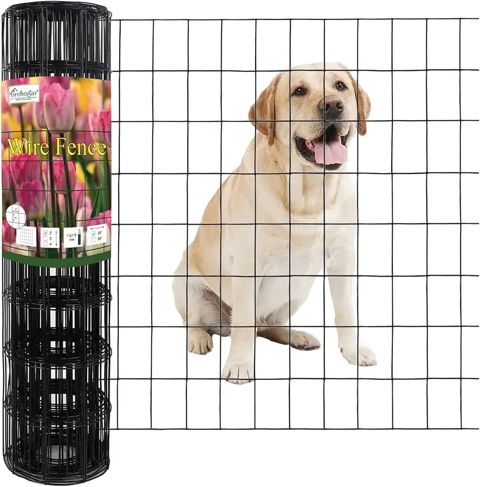 Black PVC Coated Welded Wire Fence 24" x 25' Roll, 2"x3" Mesh, 16 Gauge