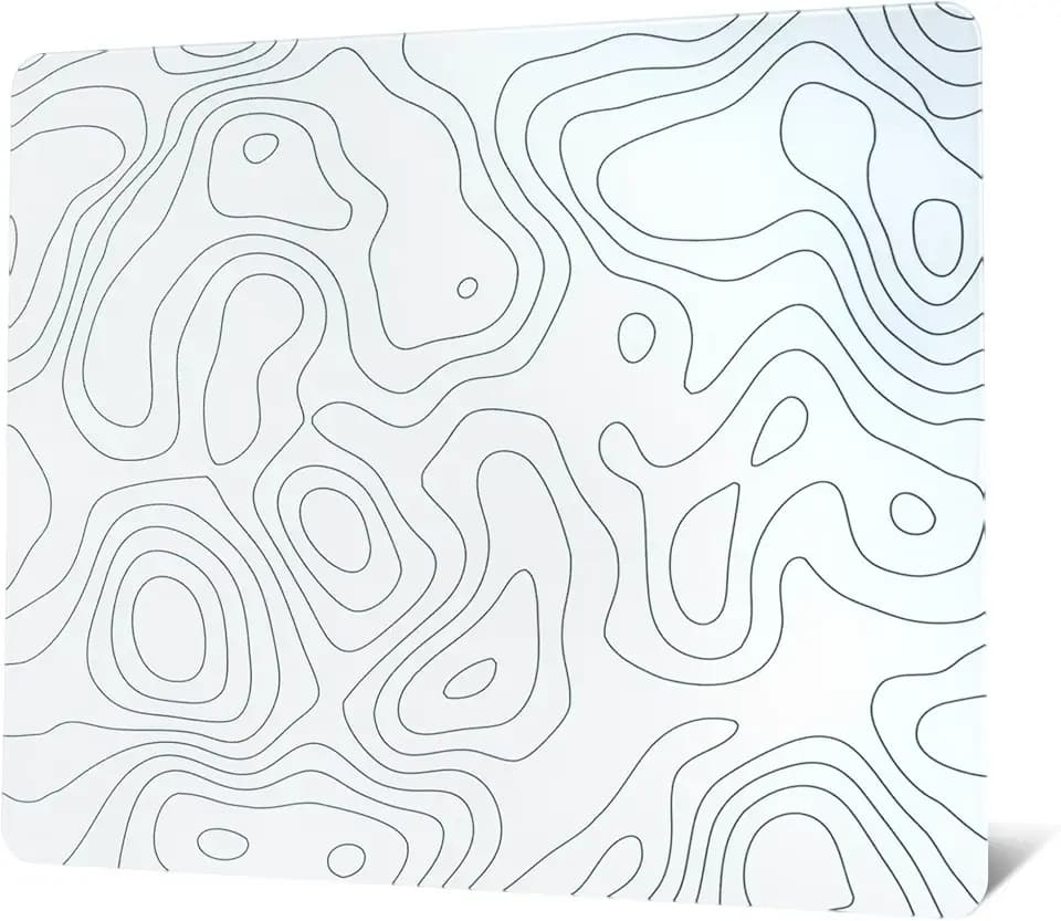 XVX Glass Mousepad for Gaming, White Topographic Hard Gaming Mouse pad, Professional Large Mouse Mat 16.2" x 12.2", Special Glass Surface with Improved Precision and Speed