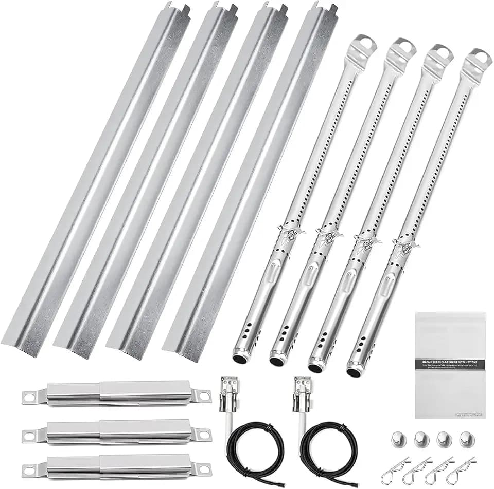 Uniflasy Grill Replacement Parts for CharBroil Performance 4-Burner 463365021 463365724 463351021 463352521 463331221 463448021 Stainless Steel Grill Burner Heat Plate Shield Crossover Tube Igniter