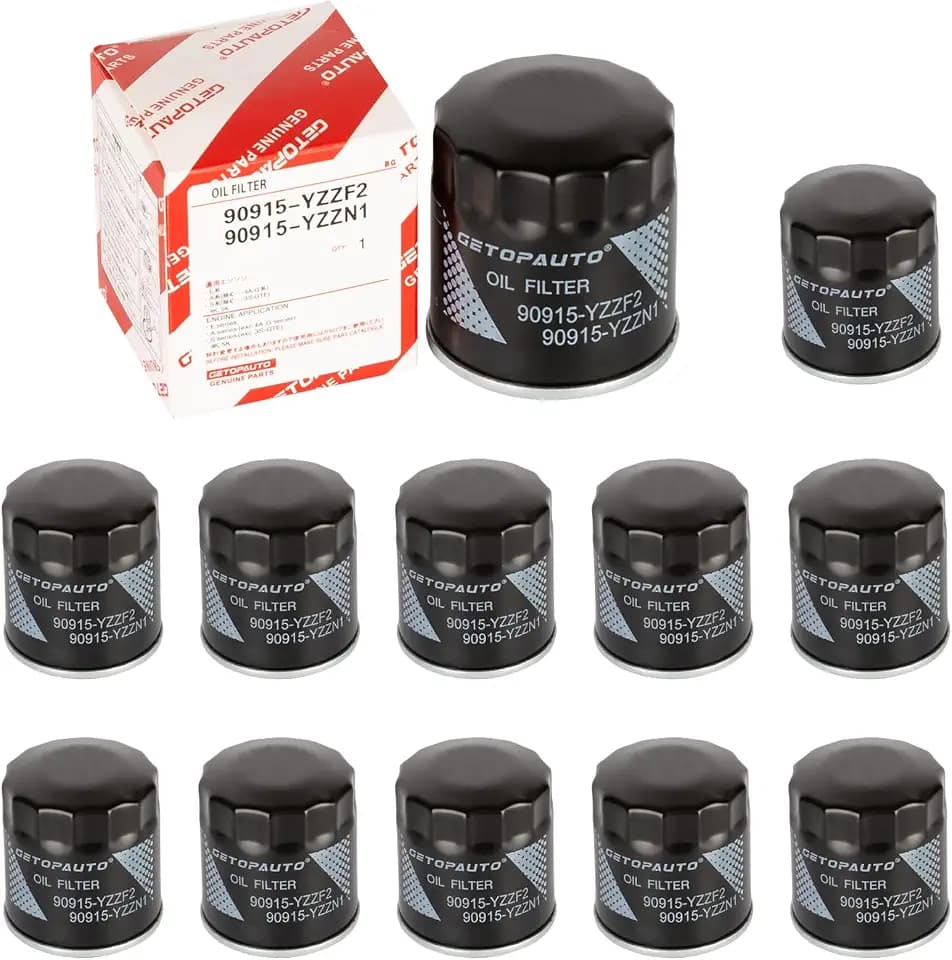 GETOPAUTO 90915-YZZF2 Engine Oil Filter Compatible with Toyota Corolla 1.8L 1993-2021, Camry 2.2L 1992-2001, Prius 1.5L 2001-2009, Yaris 1.5L 2006-2019, Matrix 1.8L 2003-2008(set of 12)