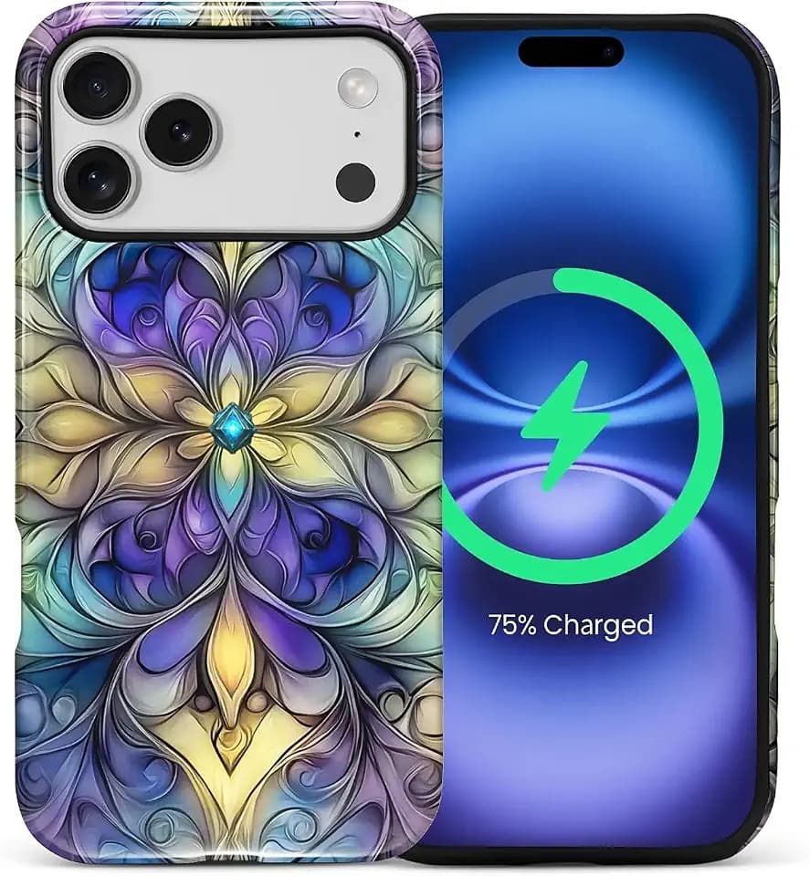 2 in 1 Aesthetic Hülle für iPhone 17 Pro Hülle 6,3 Zoll Kompatibel mit MagSafen, Komplettschutz HandyHülle Magnetisch Stoßfest -Retro-Blumenmuster Muster