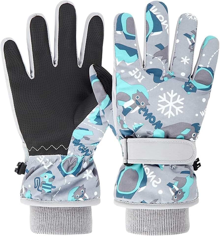 Handschuhe Kinder Winter schneehandschuhe Skihandschuhe für 1-13 Jahre Mädchen Jungen PU Palme Wasserdicht Winddichte Warm Fleece Winterhandschuhe Fahrradhandschuhe