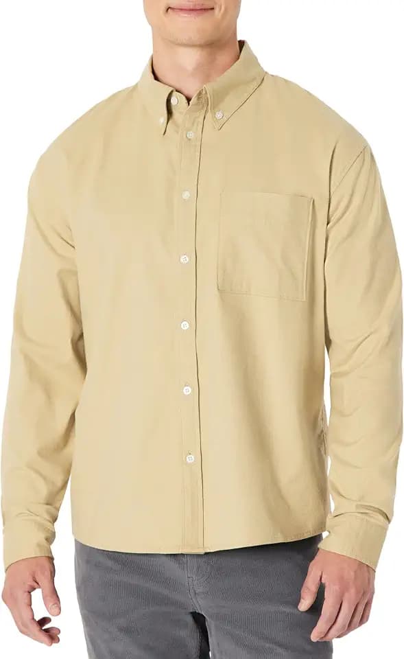 Amazon Essentials Men's Modern Oversized-Fit Cotton Button-Down Oxford Shirt
