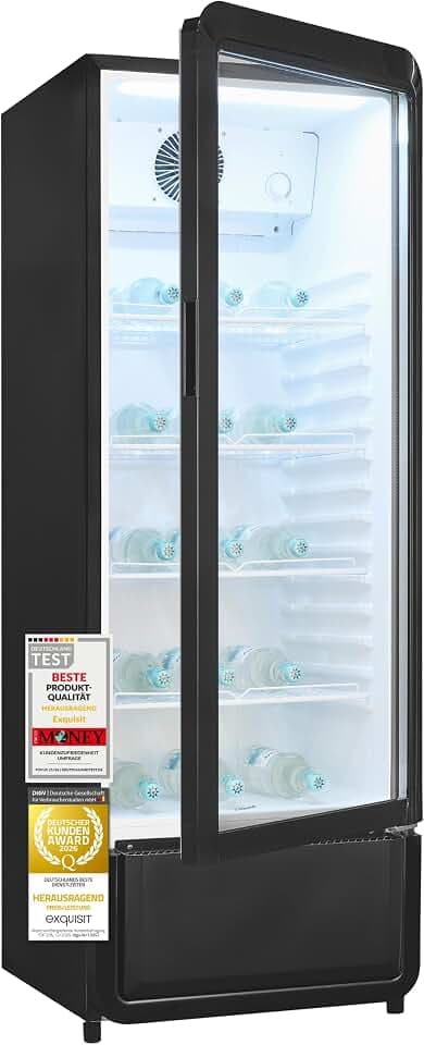 Exquisit GKS240-V-H-040E Getränkekühlschrank mit Glastür, 240 l, Schwarz