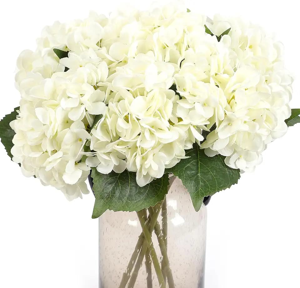 Kimura's Cabin 6Pcs Fake White Hydrangea Artificial Flowers Silk Hydrangeas