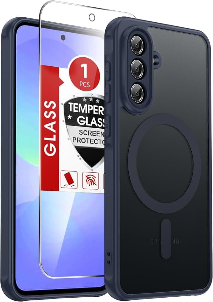 LeYi for Samsung Galaxy A36-5G Phone Case: Samsung A36 Phone Case [Magnet Fit] with Screen Protector, Samsung Galaxy A36 5G Case Matte Translucent Skin Full Body Samsung Galaxy A36 Case, Blue