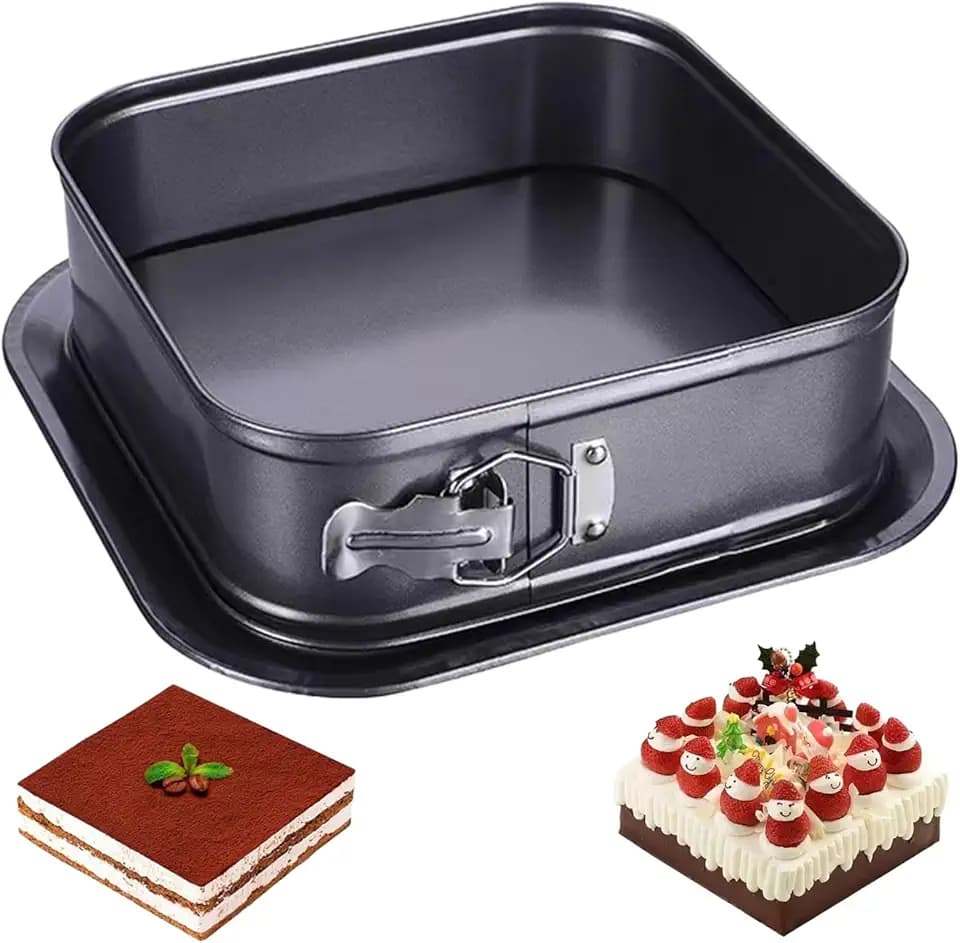 Quadratische Kuchenform, quadratisch, Kuchenform mit Antihaftbeschichtung und abnehmbarem Boden, wasserdicht, geeignet für Geburtstage, Hochzeiten, Weihnachten (24 x 24 x 6,5 cm)