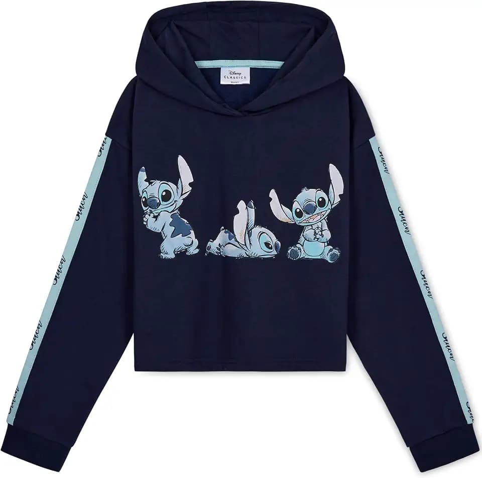 Disney Stitch Hoodie for Girls and Teens Comfy Cropped Top Cute Clothes for Kids