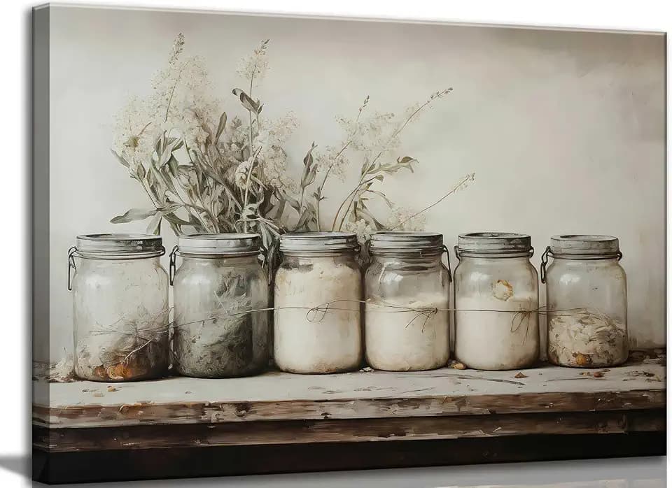 HSHFKLH Country Kitchen Canvas Wall Art 16x24in
