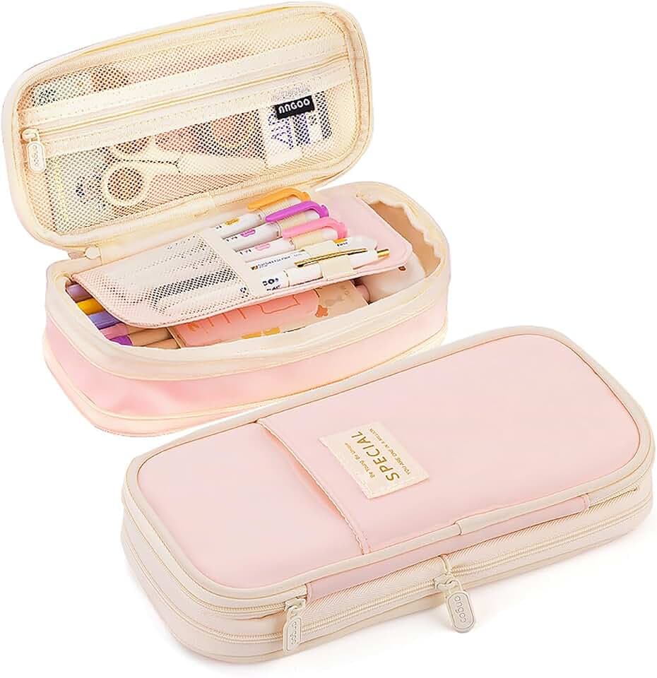 MAMUNU Mäppchen Mädchen Teenager, Federmäppchen Groß Kapazität, Schlamppermäppchen, Federtasche Mädchen, Pencil Case Aesthetic, Mäppchen Reißverschluss für Schule & Büro, Rosa
